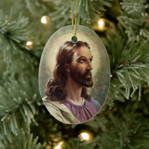 Décoration En Céramique Religieux vintage, Portrait Jésus Christ avec Halo