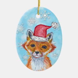 Décoration En Céramique Renard aquarelle avec message personnalisé sur le 