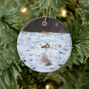 Décoration En Céramique Renard dans la neige