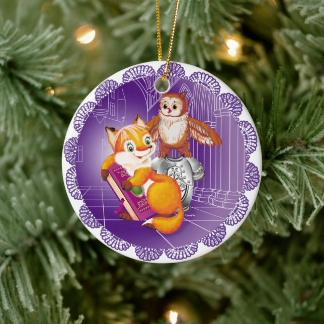 Décoration En Céramique renard et hibou (Arbre)