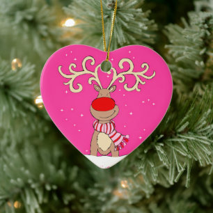 Décoration En Céramique Rennes rouges et roses