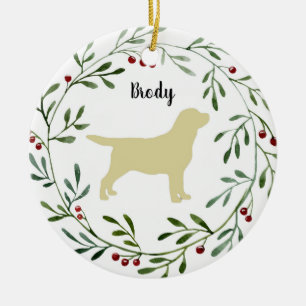 Décoration En Céramique Retriever Labrador jaune - Canard Chien - Lab jaun