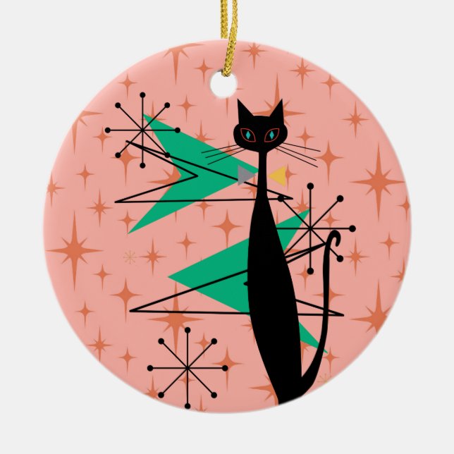 Décoration En Céramique Retro Atomique Moyen Siècle Moderne MCM Cool Chat  (Devant)