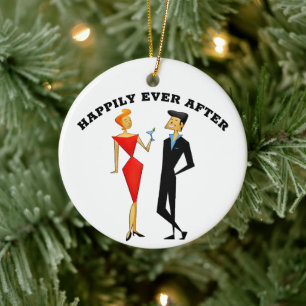 DÉCORATION EN CÉRAMIQUE RETRO COUPLE MARIAGE CADEAU ORNAMENT