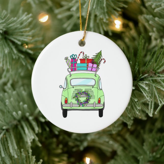 Décoration En Céramique Rétro Fiat 500 (Arbre)