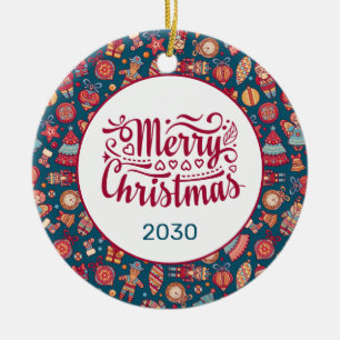 Décoration En Céramique Retro Joyeux Noël Personnalisé