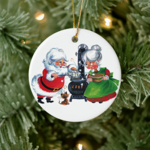 Décoration En Céramique rétro vintage Noël Père Noël Mme Claus
