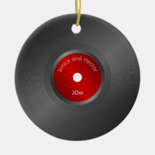 Décoration En Céramique Rétro Vinyl Record Noël