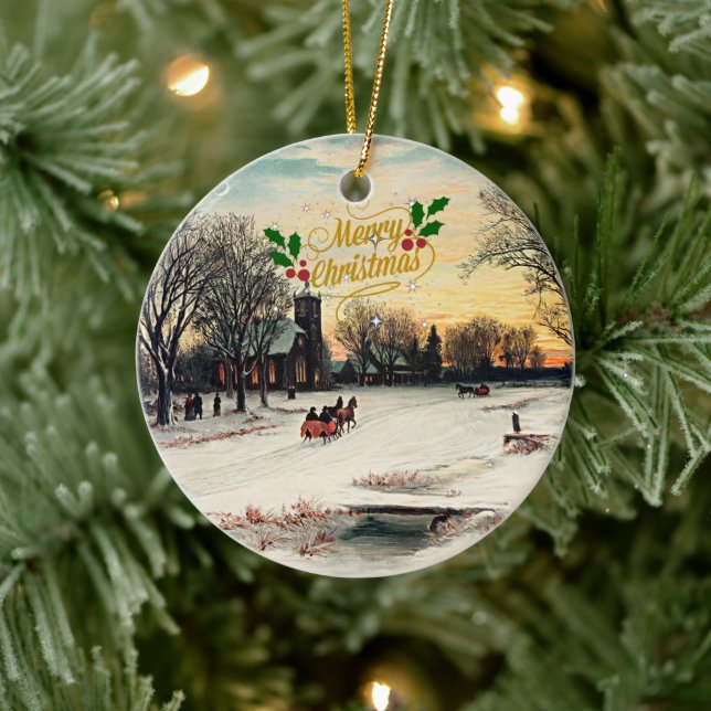 Décoration En Céramique Réveillon de Noël 1889, Joyeux Noël ! (Arbre)