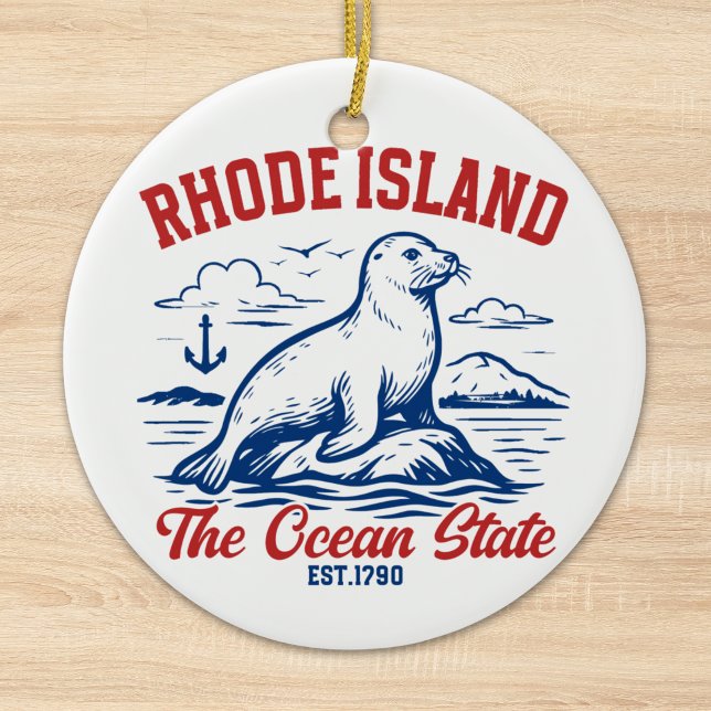 Décoration En Céramique Rhode Island Ocean State Seal Design (Créateur téléchargé)