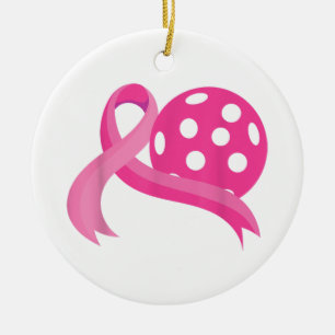 Décoration En Céramique Ribbon Coeur Rose Cute Pickleball Cancer du sein A
