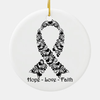 Décoration En Céramique Ribbon Hope Black Awareness