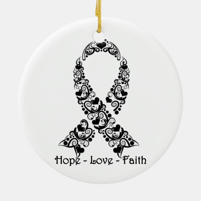 Décoration En Céramique Ribbon Hope Black Awareness (Dos)