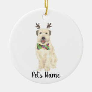 Décoration En Céramique Rindeer de Noël personnalisé Wheaten Terrier