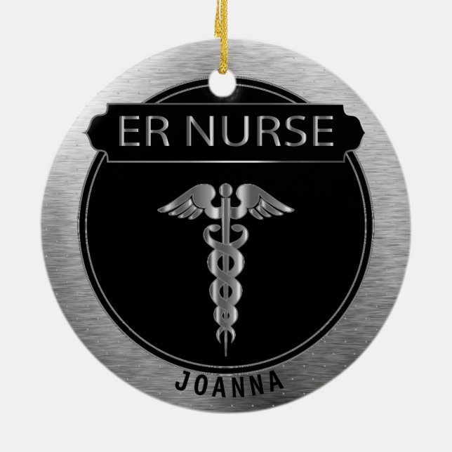 Décoration En Céramique RIR Nurse 👩 ‍ ⚕️ - UpScale Black and Silver (Dos)