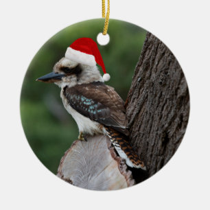 Décoration En Céramique Rire Kookaburra Bird Noël Rouge Père Noël