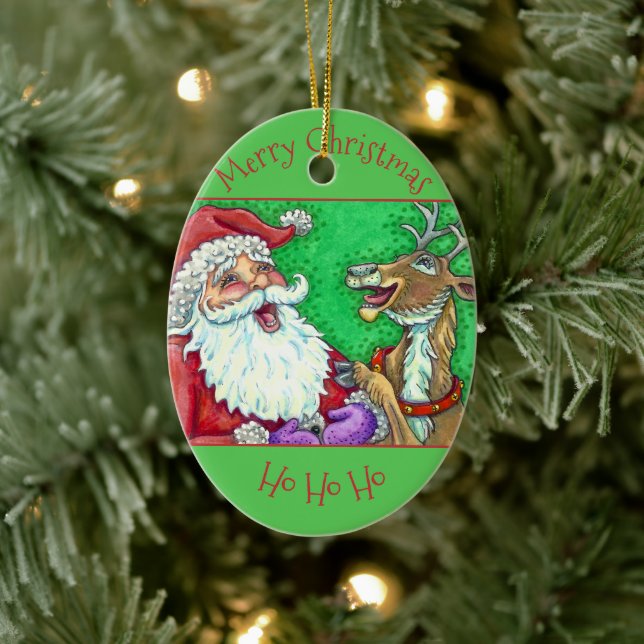 DÉCORATION EN CÉRAMIQUE RIRE PÈRE NOËL & RÉINDEUR NOËL (Arbre)