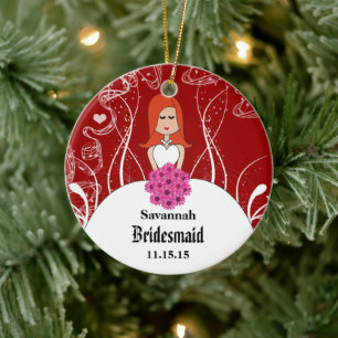 Décoration En Céramique Robe de mariée Red Head les demoiselles d'honneur