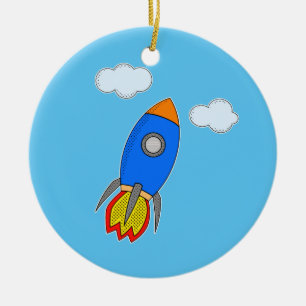Décoration En Céramique Roquette D'Espace De Cartographie Dans Le Ciel Ble