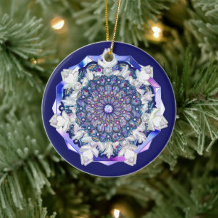 Décoration En Céramique Rosace bleue et flocon de neige