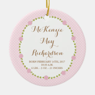 Décoration En Céramique Rose Birth Stats new Baby Girl