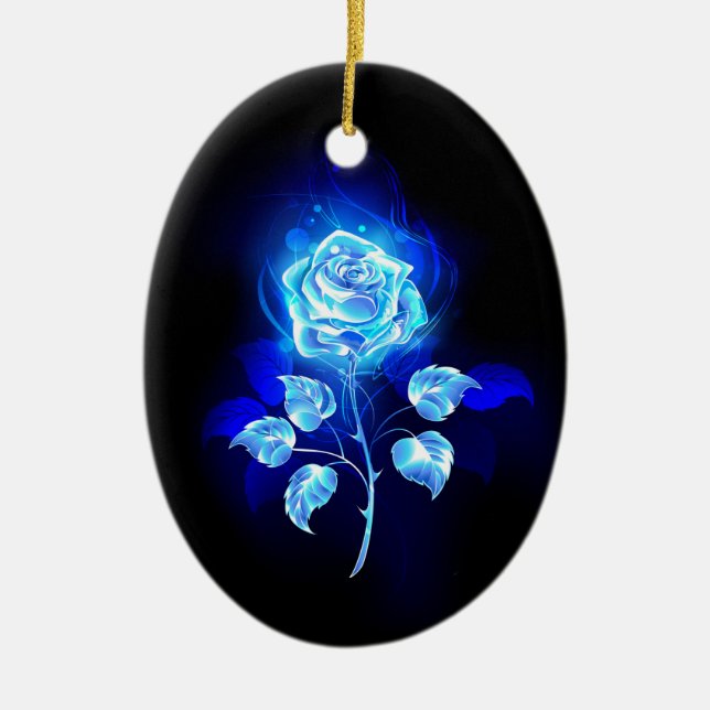 Décoration En Céramique Rose bleu brûlant (Devant)