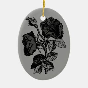 Décoration En Céramique Rose d'antiquité noir gothique