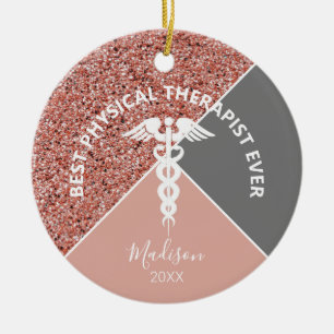 Décoration En Céramique Rose de physiothérapie Gold Année personnalisée