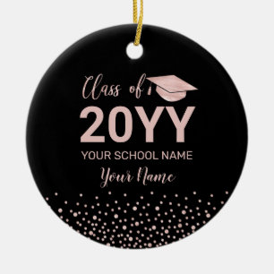 Décoration En Céramique Rose Gold & Black 2022 Graduation Cadeau de Noël