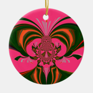 Décoration En Céramique Rose rouge or vert