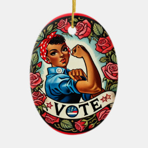 Décoration En Céramique Rosie le vote du Riveter