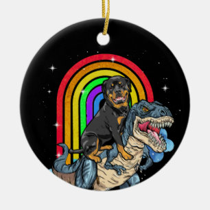 Décoration En Céramique Rottweiler équitation Dinosaur T rex arc-en-ciel