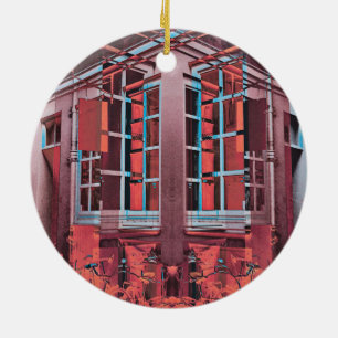 Décoration En Céramique Rouge bleu fenêtres de Copenhague réflexion art nu