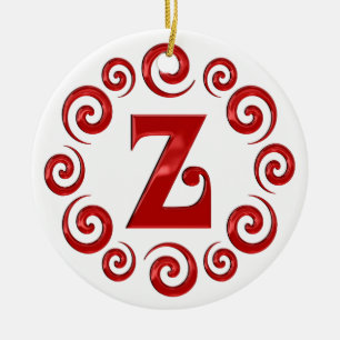 Décoration En Céramique Rouge de la lettre Z de monogramme