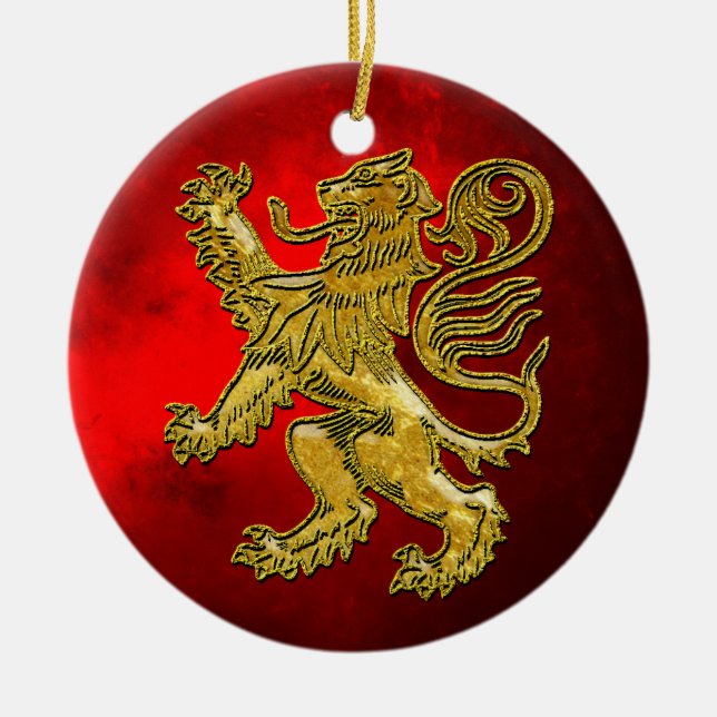 Décoration En Céramique Rouge écossais d'or de lion (Devant)
