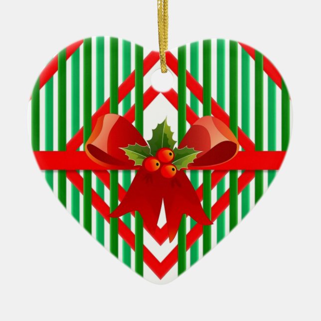 Décoration En Céramique Rouge et vert coloré Bow Retro (Devant)