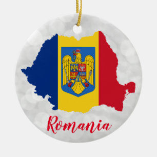 Décoration En Céramique Roumanie Carte du drapeau roumain