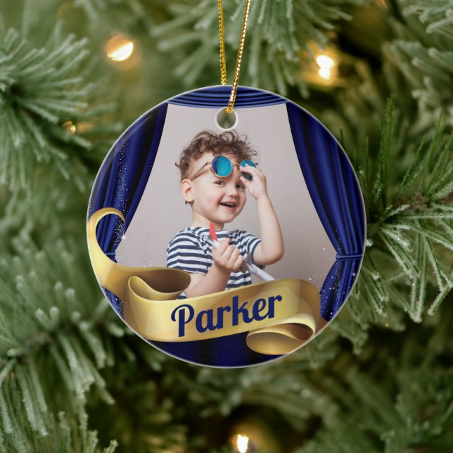 Décoration En Céramique Royal Blue Gold Prince Photo (Arbre)
