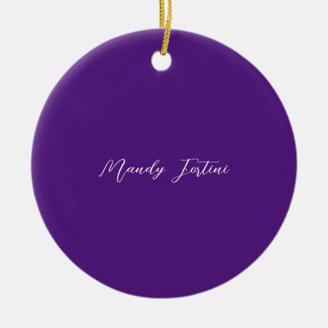 Décoration En Céramique Royal Purple Plain Élégante Calligraphie minimalis (Devant)