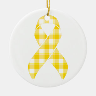 Décoration En Céramique Ruban plaid or survivant du cancer infantile