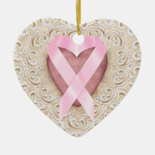 Décoration En Céramique Ruban rose du coeur - SRF