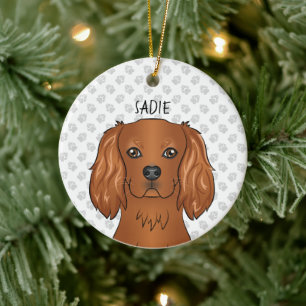 Décoration En Céramique Ruby Cavalier King Charles Spaniel Head & Name
