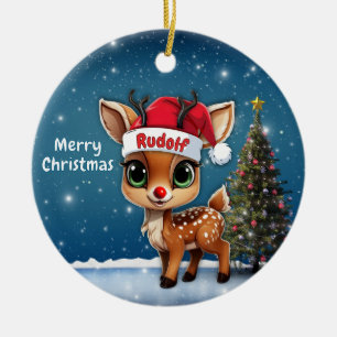 Décoration En Céramique Rudolf bébé cerf, faon, biche, renne🦌 🎄