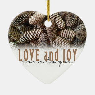 Décoration En Céramique Rustic Holiday Love and Joy Pine Cone