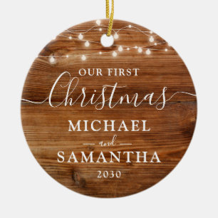 Décoration En Céramique Rustique Notre Premier Couple De Noël Personnalis