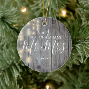 Décoration En Céramique Rustique Notre Premier Noël M. Mme Photo