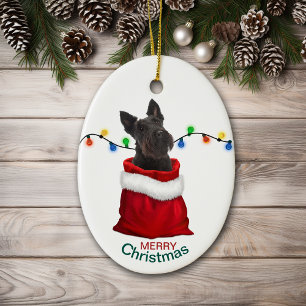 Décoration En Céramique Sac cadeau de vacances pour chien Terrier écossais