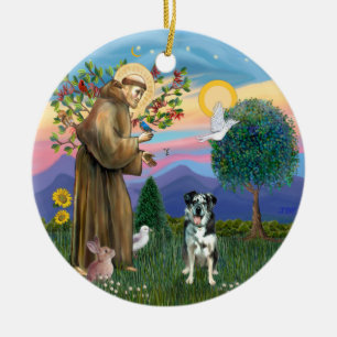 Décoration En Céramique Saint François - Chien léopard Catahoula