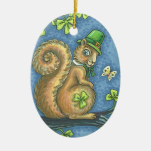 Décoration En Céramique Saint Patrick's Day IRISH SQUIRREL ORNAMENT Oval