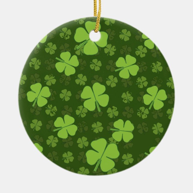 DÉCORATION EN CÉRAMIQUE SAINT PATRICKS QUATRE HORLOGE FEUILLE (Devant)